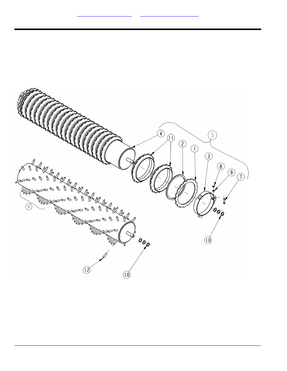 Section 6: options rollers notched or spiked, Roller rear, notched or spiked, Table of contents part number index | Land Pride All Purpose Seeder APS1548 User Manual | Page 36 / 60