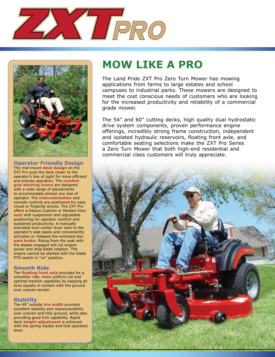 Mow like a pro | Land Pride ZXT PRo User Manual | Page 2 / 2