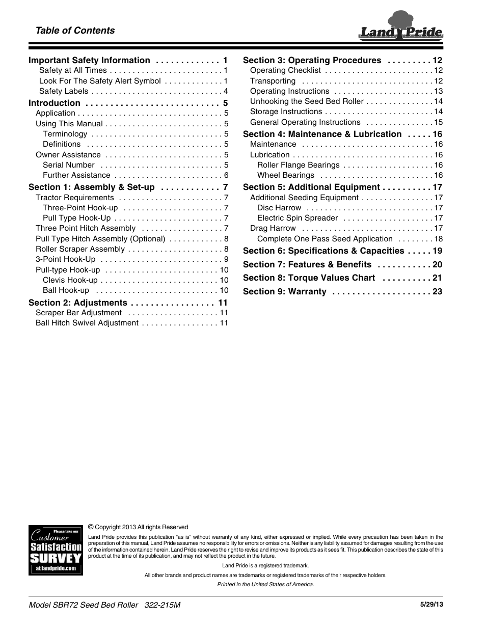 Land Pride 322-215M User Manual | Page 2 / 26