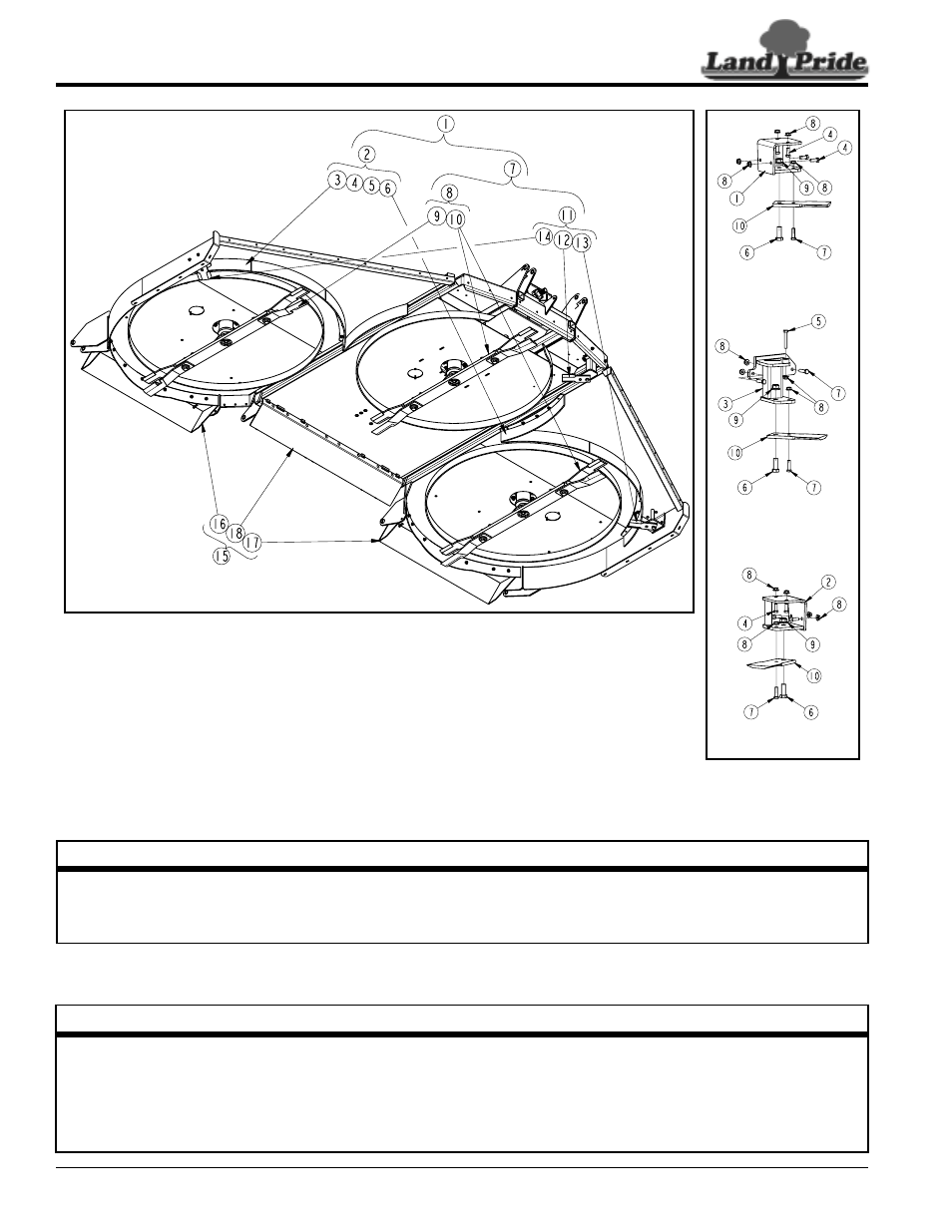 Assembly instructions, Item qty. part no. part description | Land Pride 330-114A RC/RCM5020 User Manual | Page 10 / 12