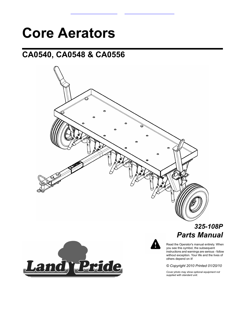 Land Pride CA0548 User Manual | 18 pages