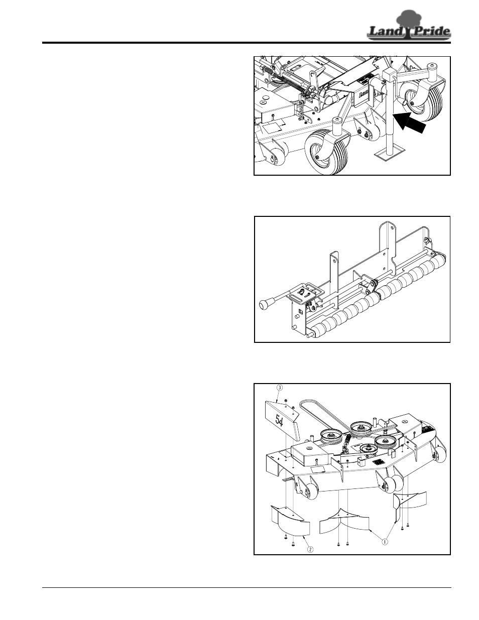 Screw jack, Zxt striping kit, Mulching kit | Inductive tachometer, Table of contents screw jack | Land Pride ZXT60 User Manual | Page 33 / 62