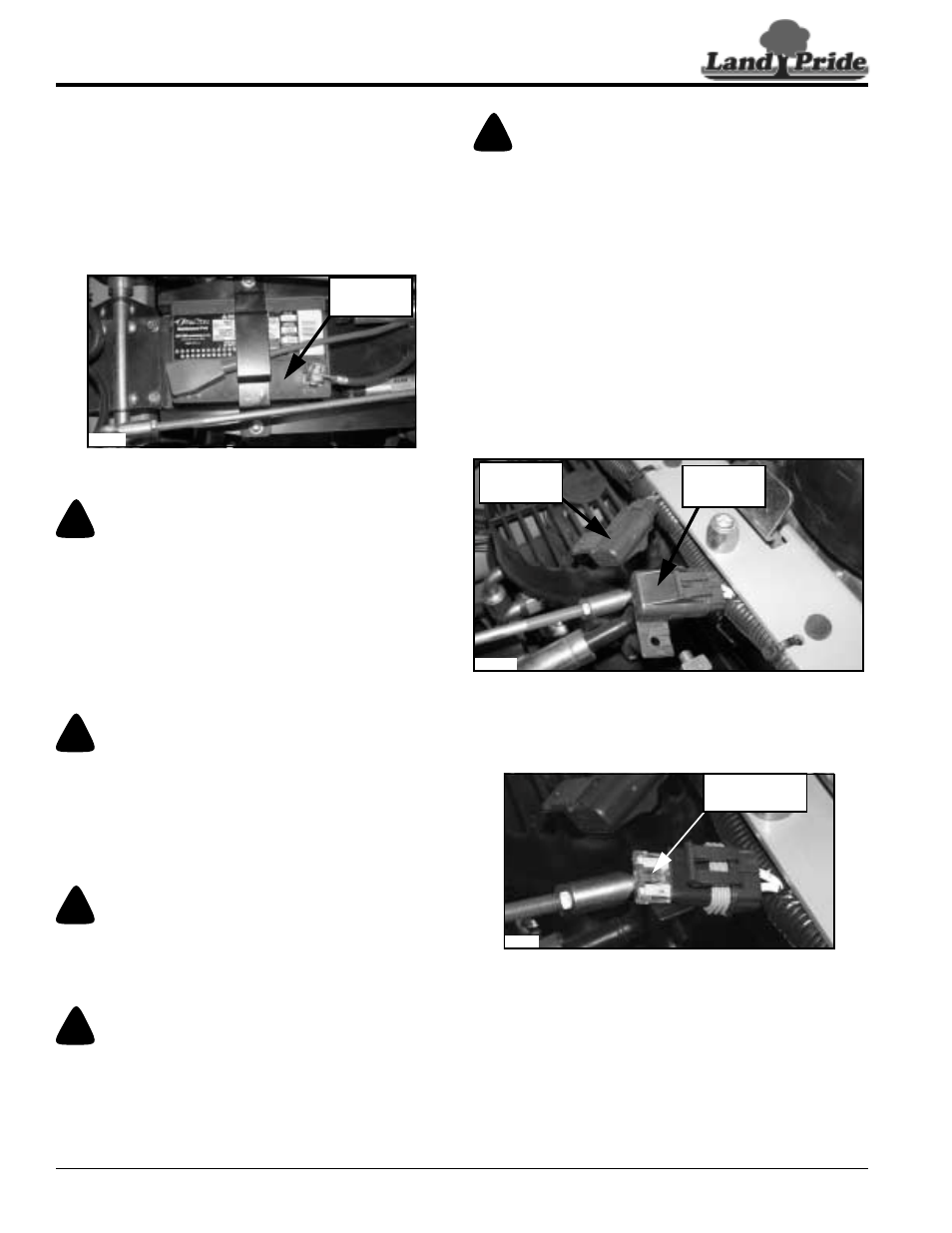 Electrical system, Warning | Land Pride ZXT60 User Manual | Page 38 / 62