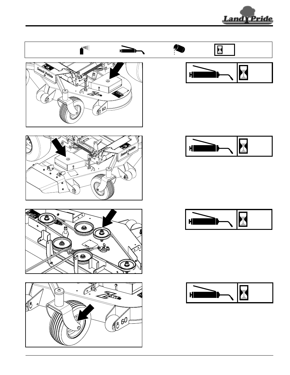 Lubrication points, Table of contents lubrication points, Hours | Land Pride ZXT60 User Manual | Page 49 / 62