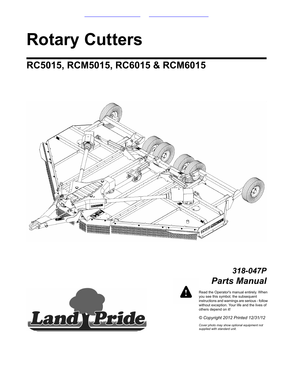 Land Pride RCM5015 User Manual | 342 pages