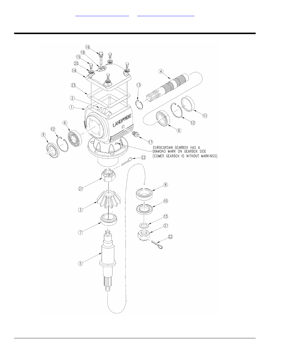 Gearbox 1000 rpm rcm5015 (826-317c) rcm6015, 322c) eurocardan, Table of contents part number index | Land Pride RCM5015 User Manual | Page 270 / 342