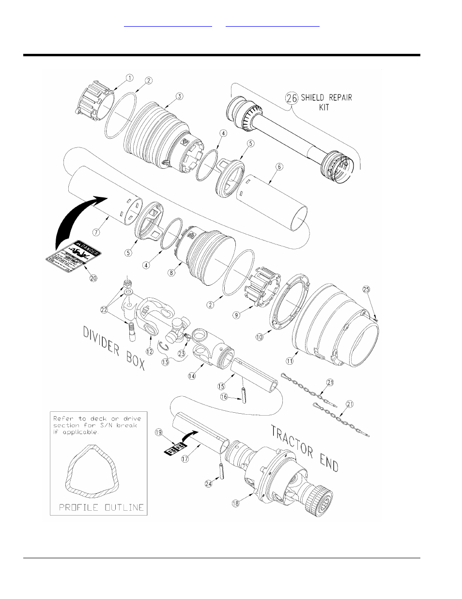 Driveline cv 540 rpm (826-181c) ec new shields, Table of contents part number index | Land Pride RCM5015 User Manual | Page 70 / 342