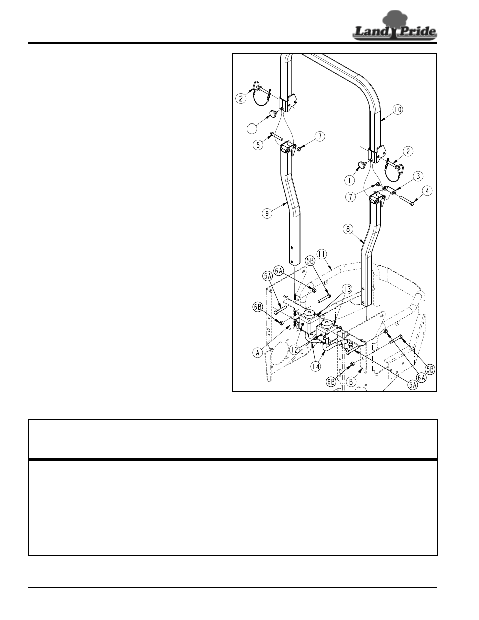 Folding rops bar assembly | Land Pride ZXT72 Pro User Manual | Page 2 / 2