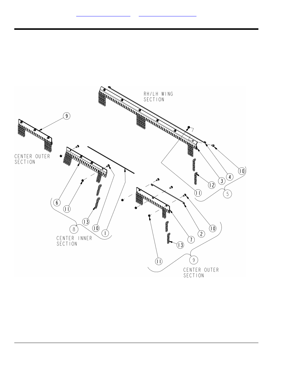 Guards chain single row front, Table of contents part number index | Land Pride RCC5615 User Manual | Page 40 / 180