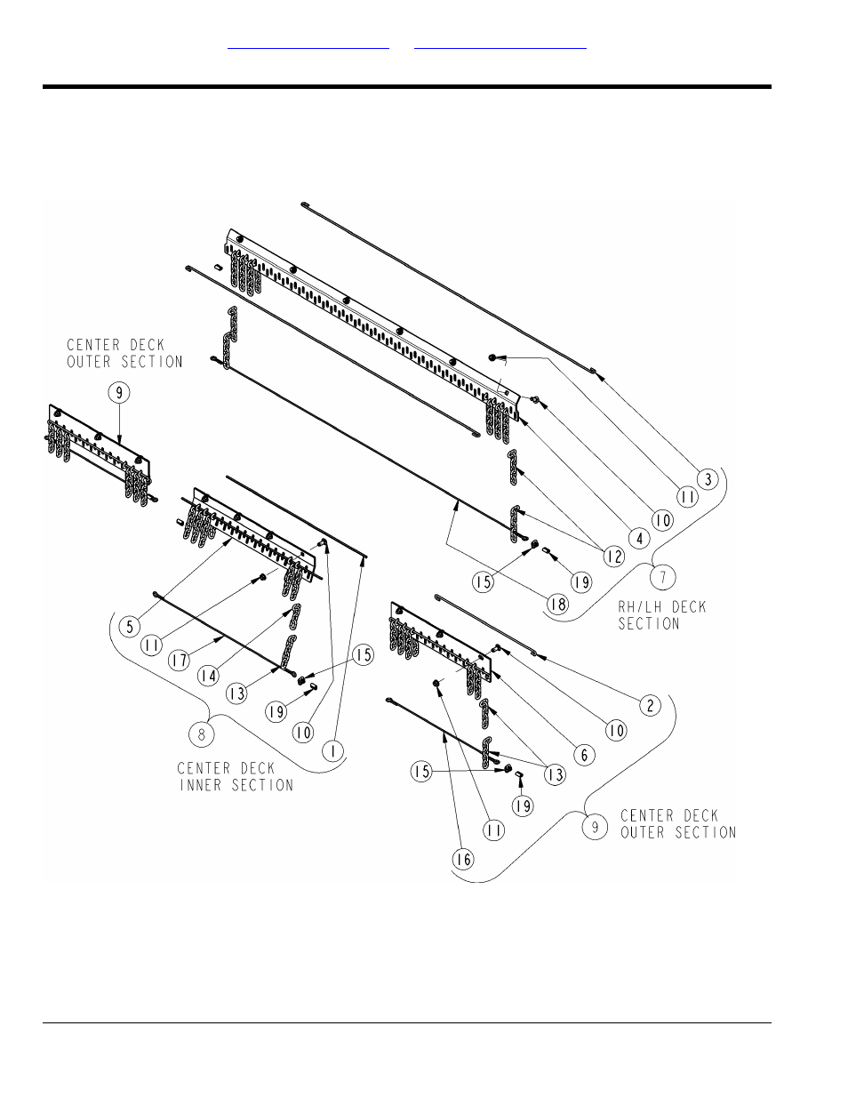 Guards chain w/ cable front, Table of contents part number index | Land Pride RCC5615 User Manual | Page 44 / 180