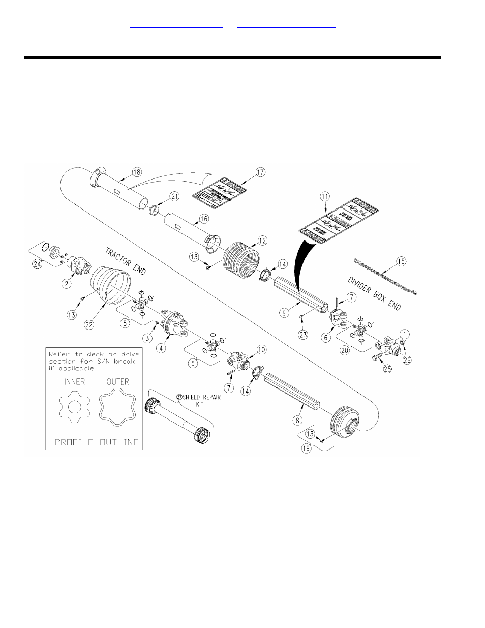 Driveline cv 1000 rpm (826-244c) walterscheid (s/n, Table of contents part number index | Land Pride RCR3515 User Manual | Page 170 / 246