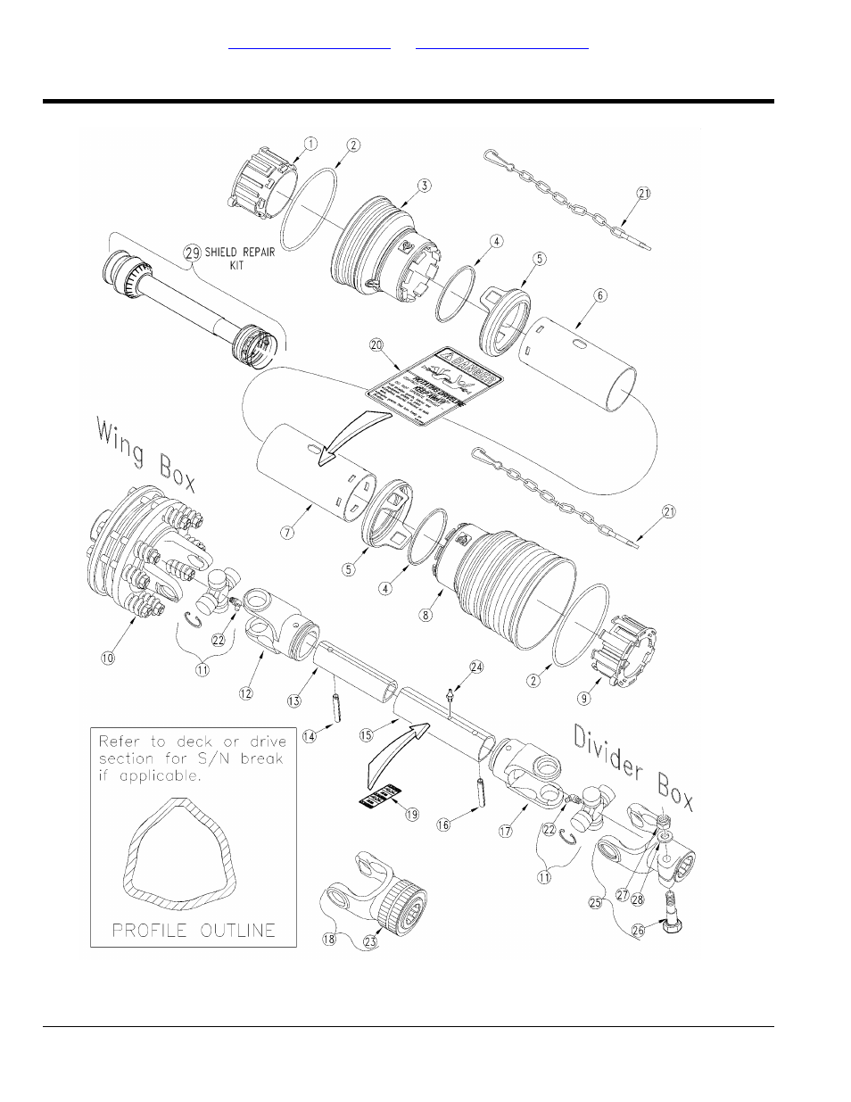 Driveline wing (826-185c) eurocardan, Table of contents part number index | Land Pride RCR3515 User Manual | Page 192 / 246