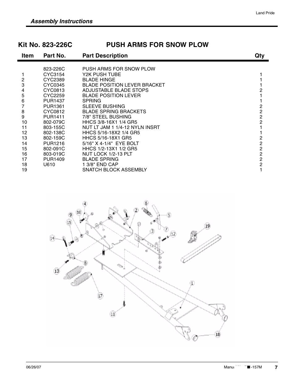 Land Pride Snow Plow User Manual | Page 7 / 10