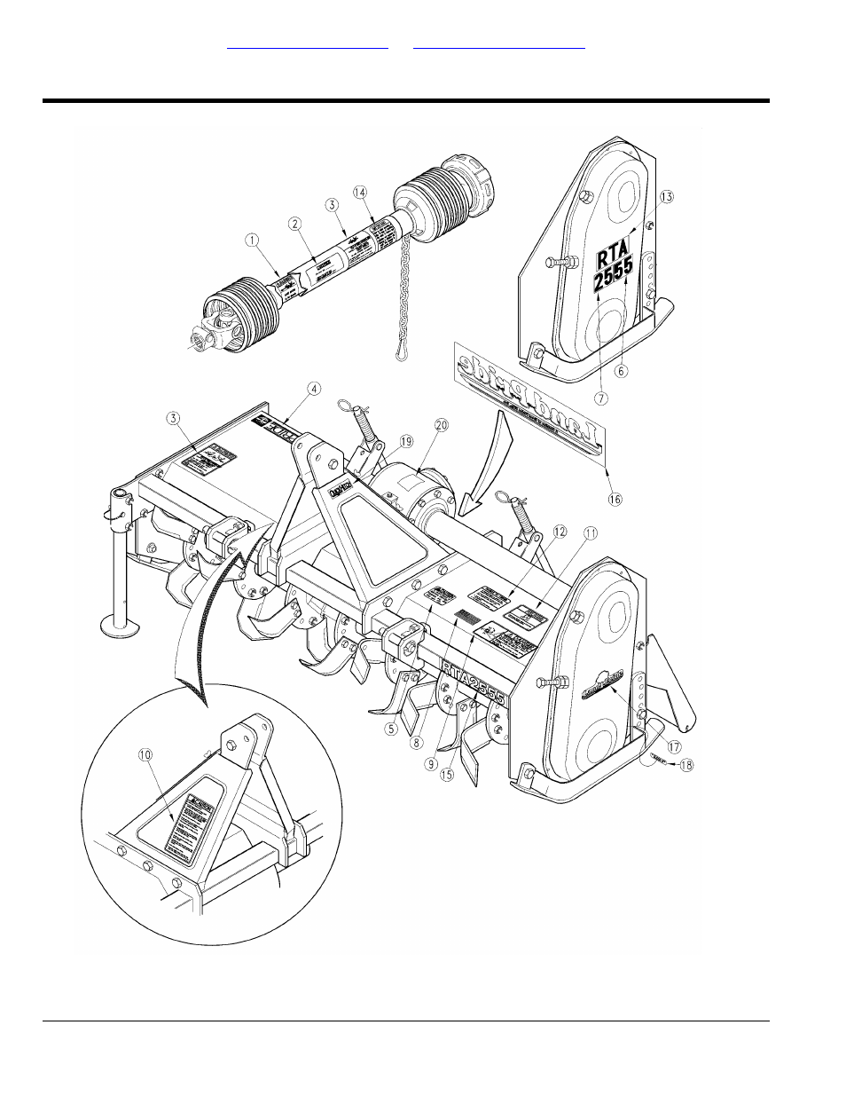 Section 4: labels, Label placement, Table of contents part number index | Land Pride RTR25 User Manual | Page 110 / 194