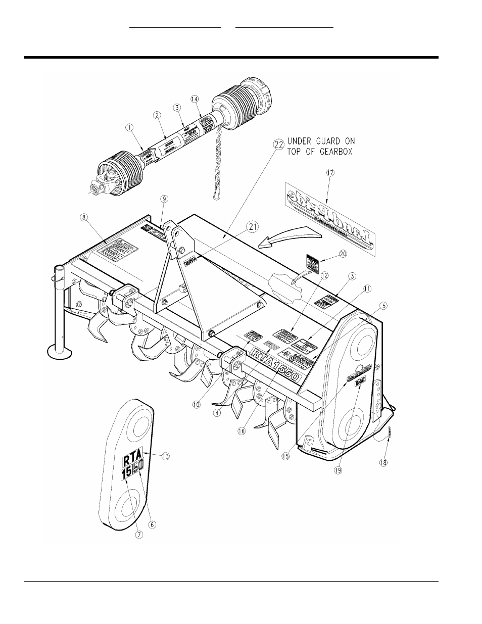 Section 5: labels, Label placement, Table of contents part number index | Land Pride RTR25 User Manual | Page 68 / 194