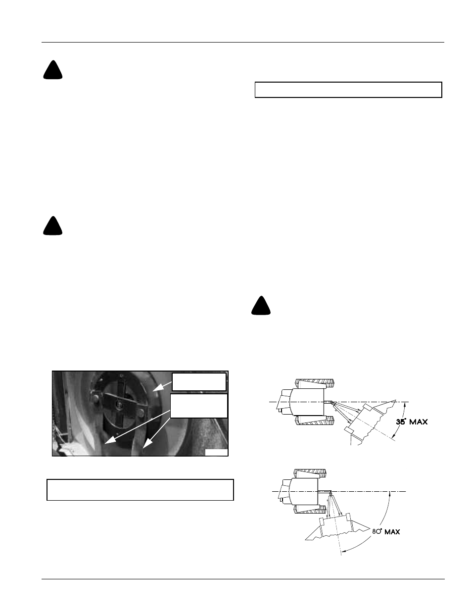 Transporting the cutter, Cutter set-up for field operation, Operating speed & turning angle | Refer to “transporting the cutter, Caution, Warning, Table of contents transporting the cutter | Land Pride RCM6015 User Manual | Page 21 / 46