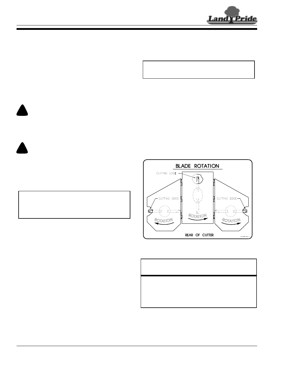 Section 5: maintenance & lubrication, General maintenance information, Cutter blade maintenance | Danger, Warning, Table of contents general maintenance information | Land Pride RCM6015 User Manual | Page 26 / 46