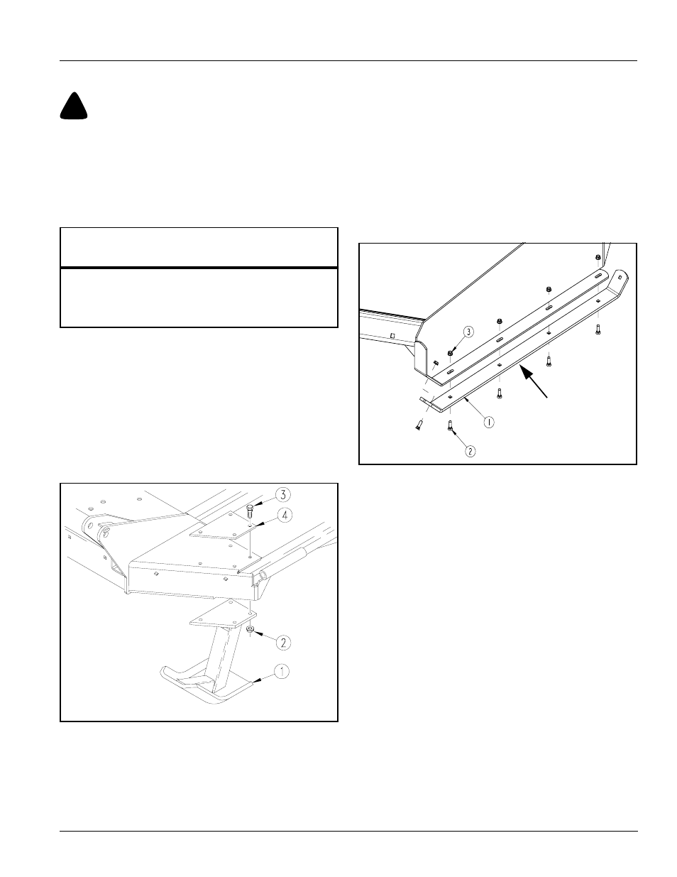 Skid shoe maintenance, Center skid shoe, Wing skid shoe | Tractor maintenance, Center skid shoe wing skid shoe, Warning, Table of contents skid shoe maintenance | Land Pride RCM6015 User Manual | Page 31 / 46