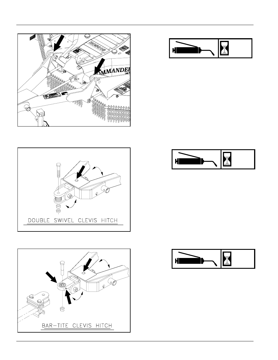 Main hitch, Double swivel clevis hitch, Bar-tite hitch | Land Pride RCM6015 User Manual | Page 34 / 46