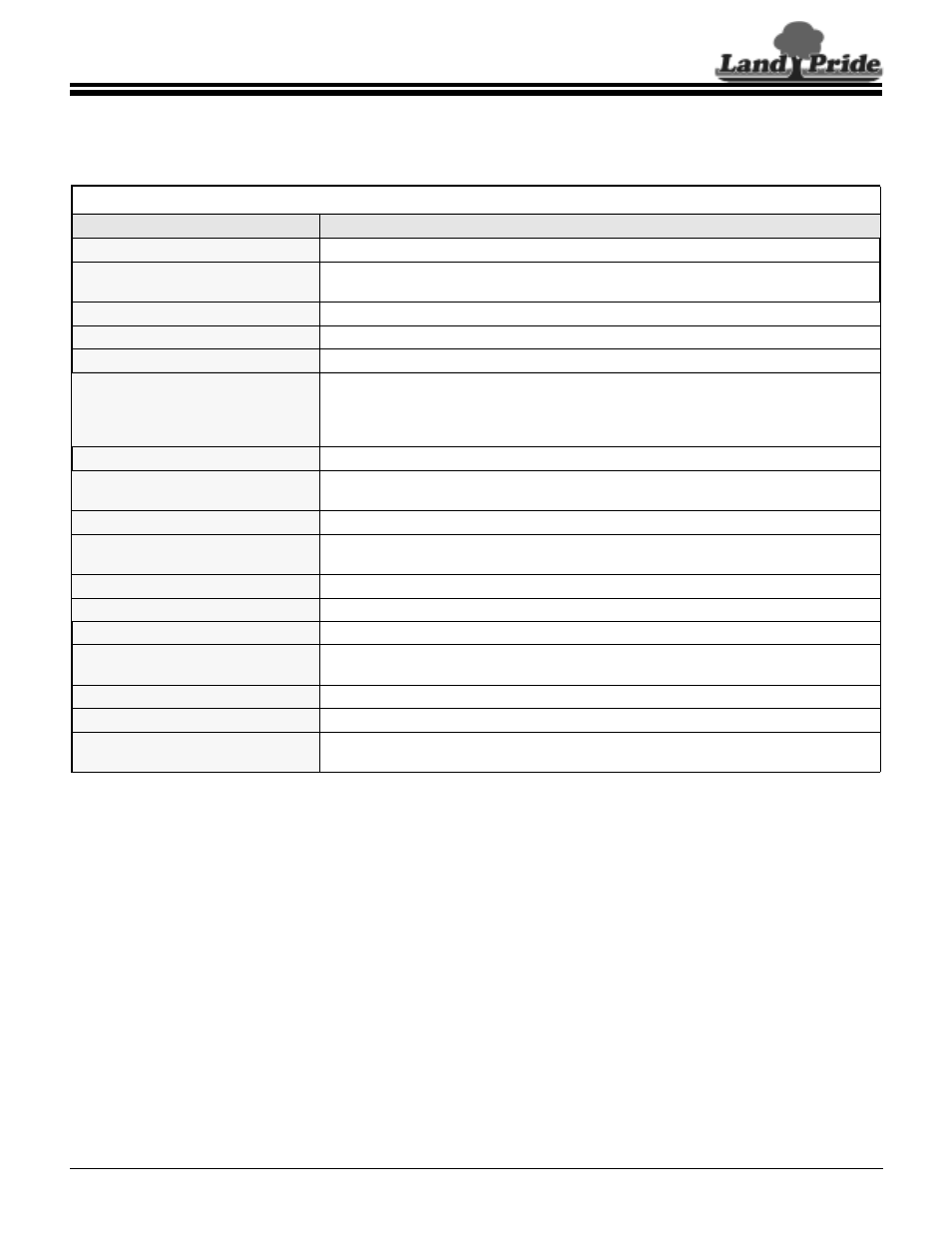 Land Pride REAR BLADES RBT55120 User Manual | 1 page