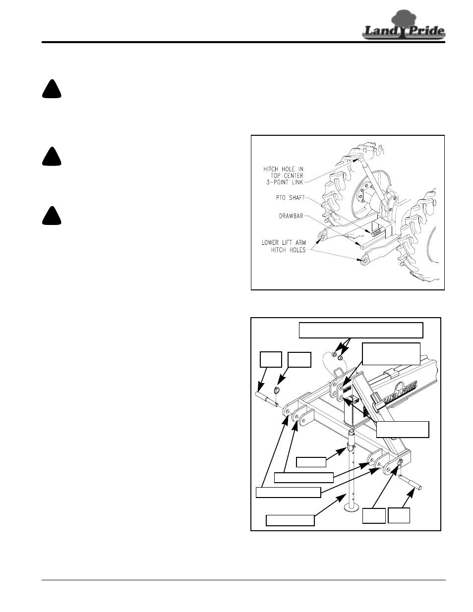 Point hook-up, Danger, Table of contents 3-point hook-up | Land Pride Rear Blades RBT4096 User Manual | Page 11 / 32