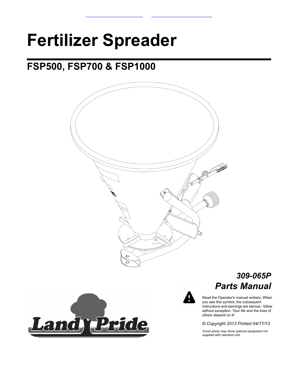 Land Pride FSP700 User Manual | 20 pages