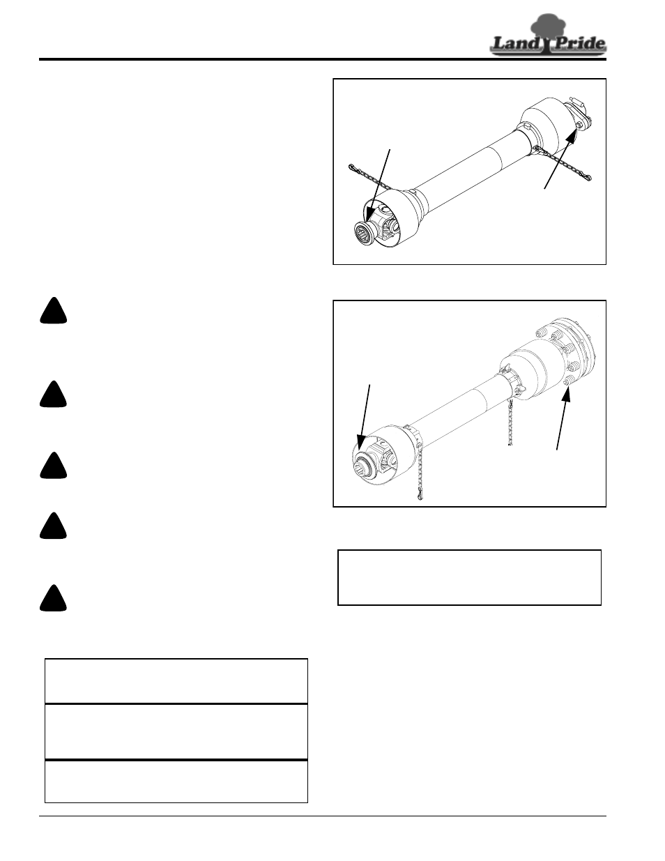 Driveline installation, Danger, Warning | Table of contents driveline installation | Land Pride RTR0542 User Manual | Page 14 / 32