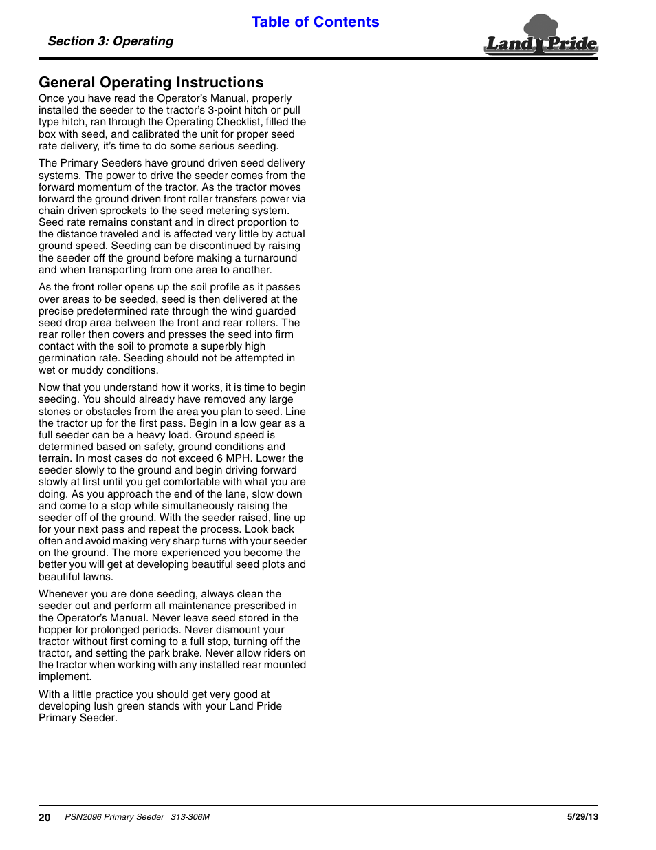 Land Pride Primary Seeders PSN2096 User Manual | Page 22 / 42