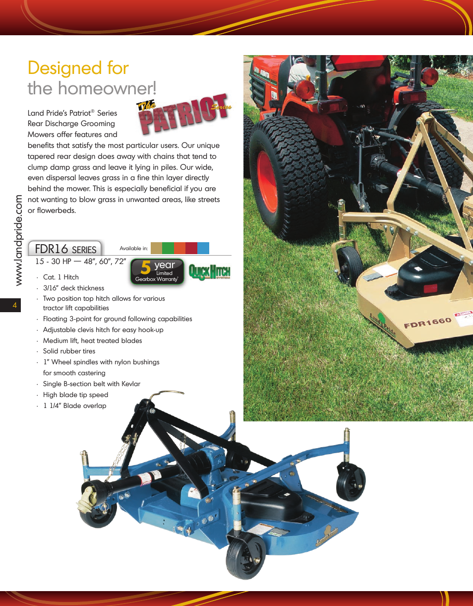 Land Pride Patriot Series FDR16 Series User Manual | 2 pages