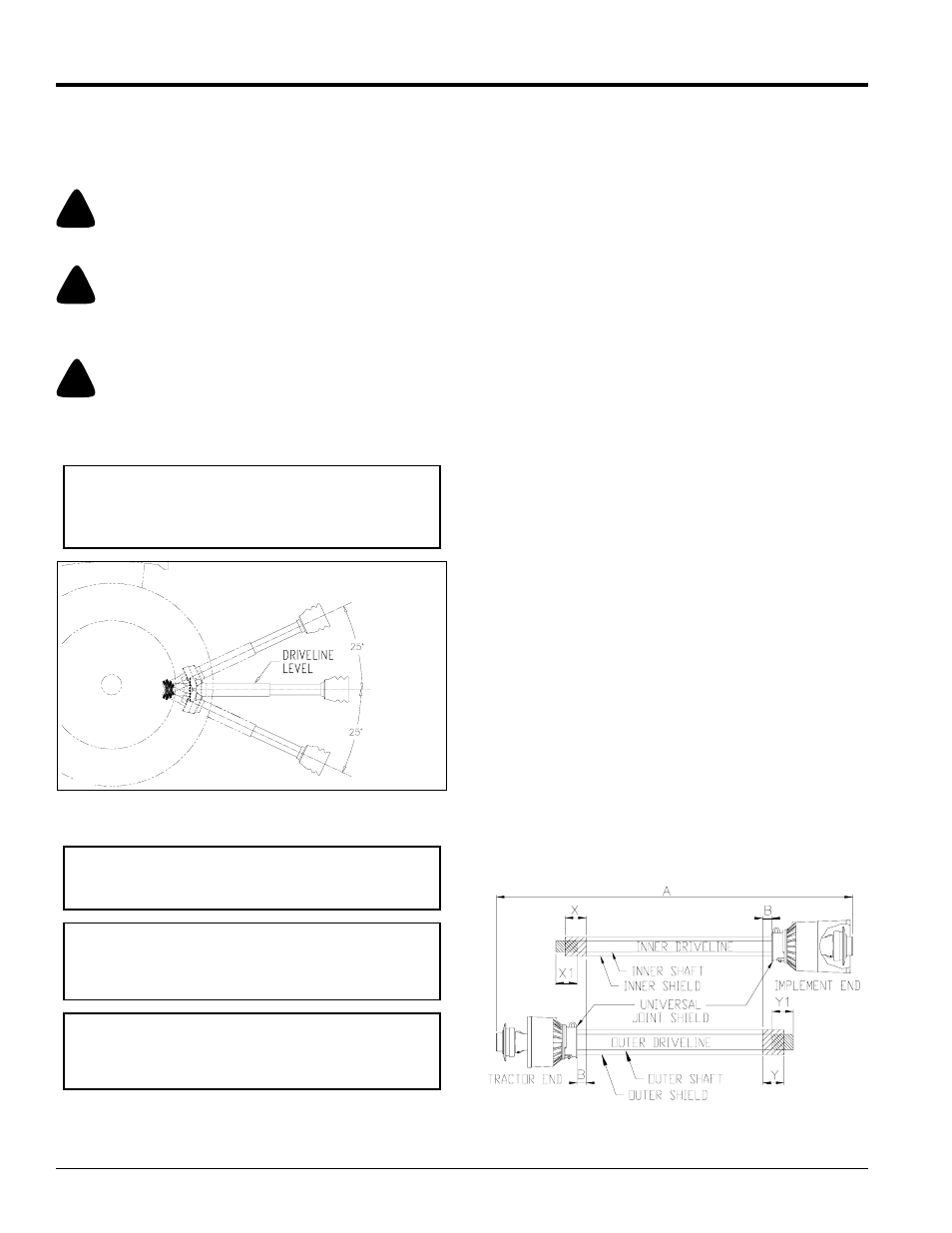 Driveline installation, Warning, Caution | Table of contents driveline installation | Land Pride AT2672 User Manual | Page 12 / 26