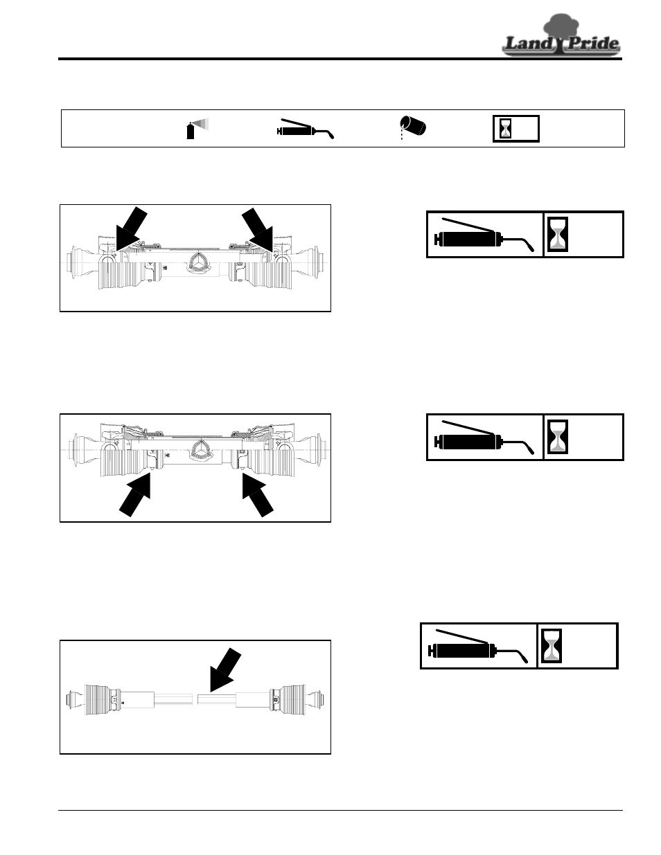 Lubrication, Driveline shaft u-joints, Inner tube bearings | Driveline profiles, Table of contents lubrication, Hours | Land Pride AT2672 User Manual | Page 19 / 26