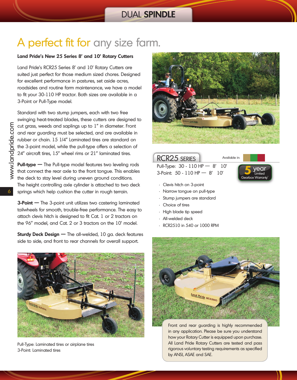 Land Pride Dual Spindle RCR25 User Manual | 1 page