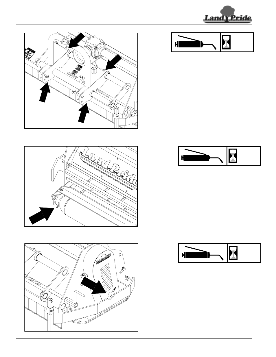 Point hitch slide, Roller bearing (both ends), Cutter rotor bearing (both ends) | Land Pride FM3188 User Manual | Page 24 / 30