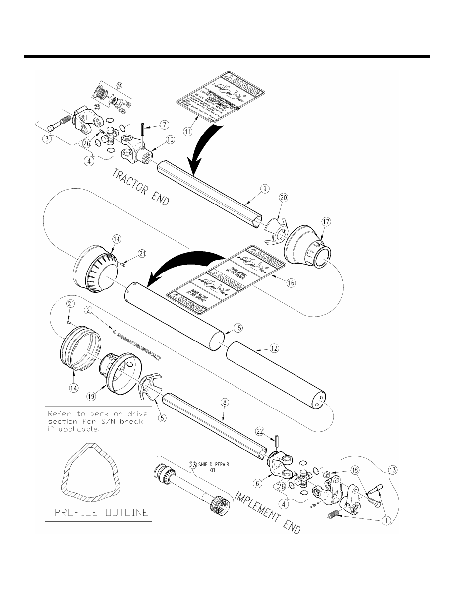 Section 5: drivelines, Driveline (826-023c) eurocardan, Table of contents part number index | Land Pride RTR10 311-431P User Manual | Page 44 / 54