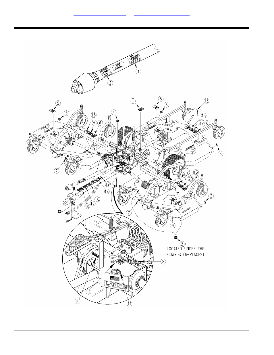 Safety label placement, Table of contents part number index | Land Pride AFM40168 User Manual | Page 114 / 120