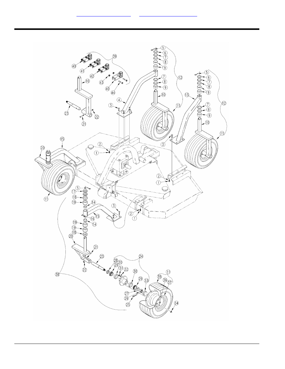 Gauge wheel left & right hand (s/n 231295+), Table of contents part number index | Land Pride AFM40168 User Manual | Page 68 / 120