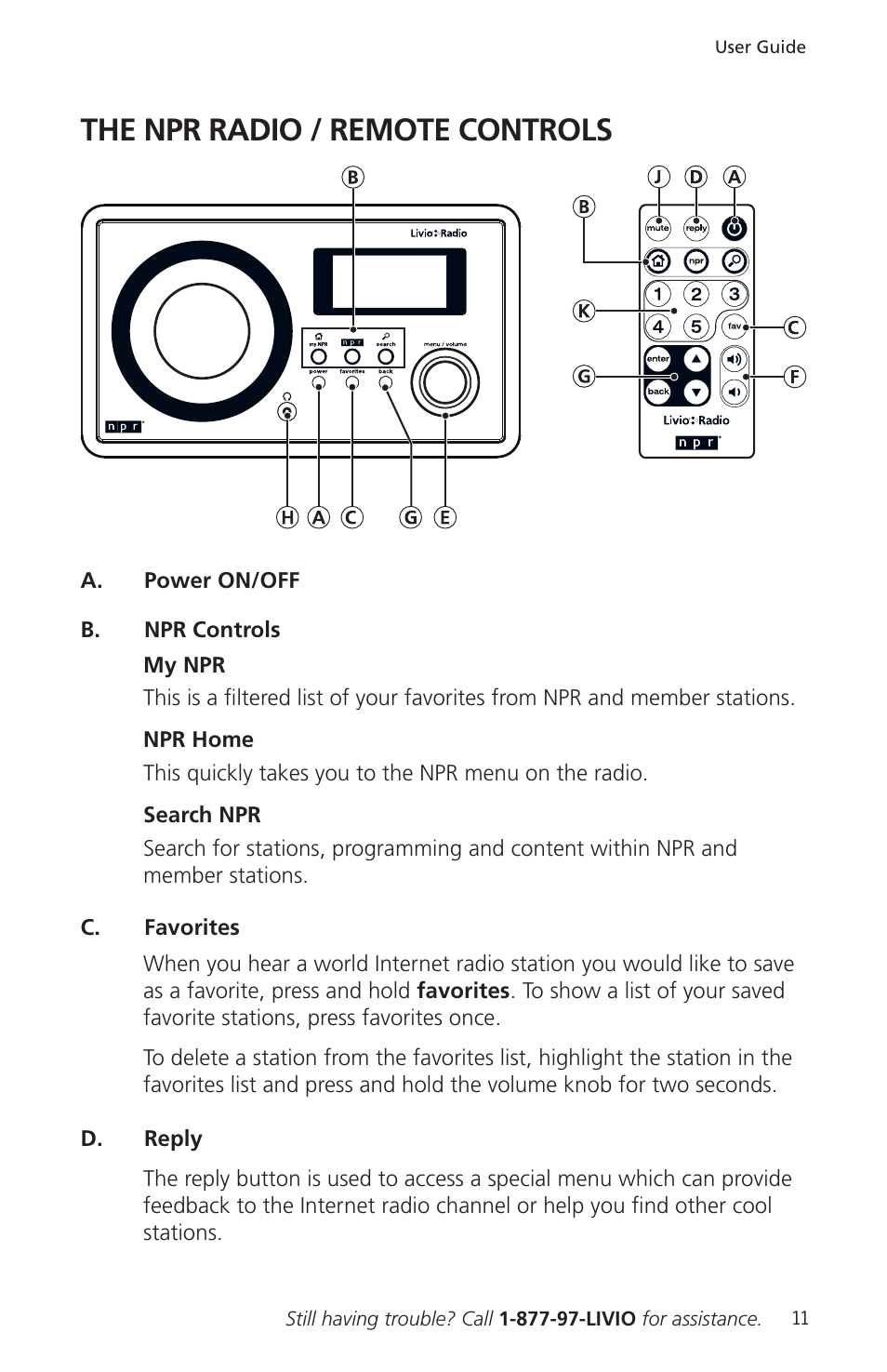 The npr radio / remote controls | Livio Radio LV002 User Manual | Page 13 / 28