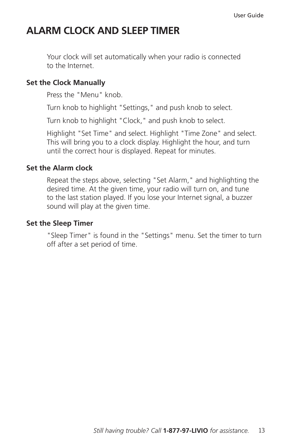 Alarm clock and sleep timer | Livio Radio LV002 User Manual | Page 15 / 28
