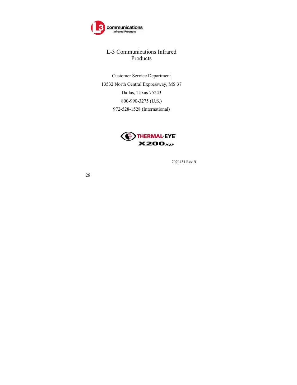 L-3 communications infrared products | L-3 Communications X200xp User Manual | Page 28 / 28