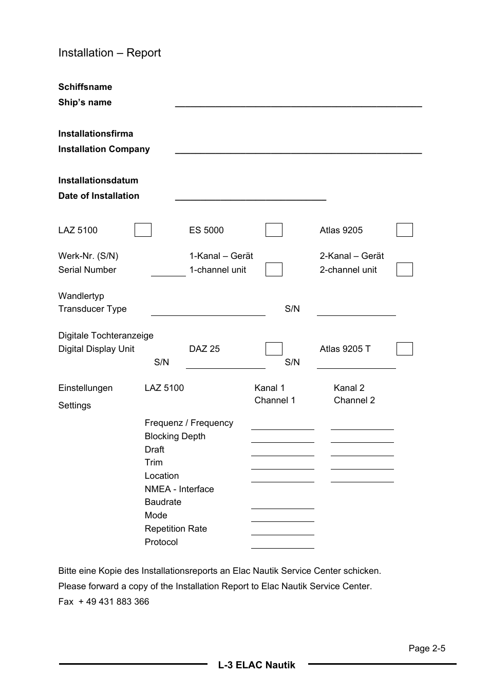 Installation – report | L-3 Communications Navigation Echosounder LAZ 5100 User Manual | Page 17 / 79