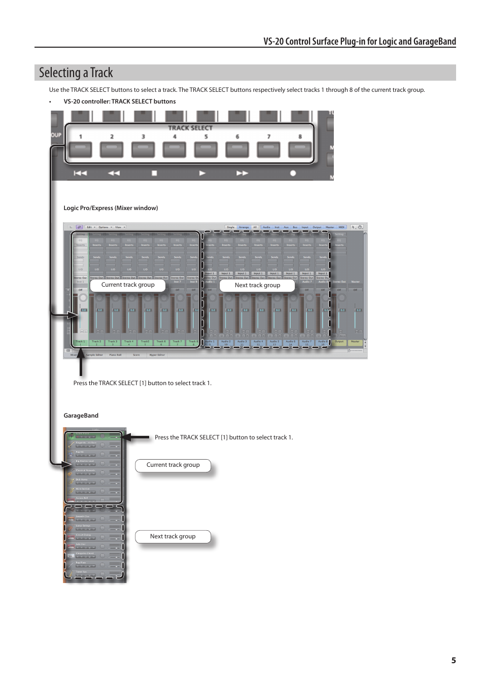 Selecting a track | Logic Soundlab VS-20 User Manual | Page 5 / 9