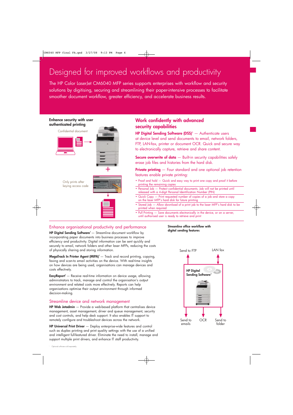 Designed for improved workflows and productivity | Laser Power Systems MFP CM6040 User Manual | Page 8 / 14