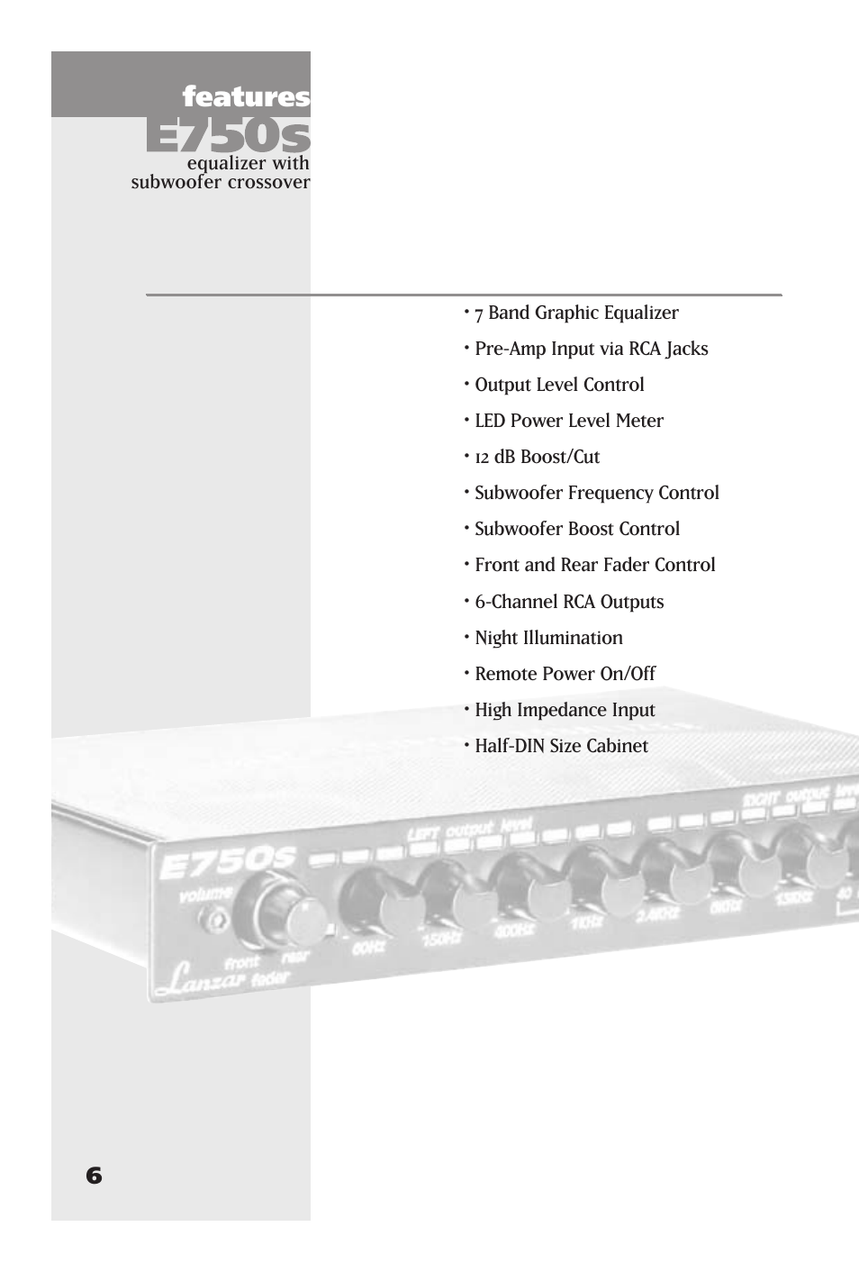 Features | Lanzar Car Audio E540P User Manual | Page 10 / 24