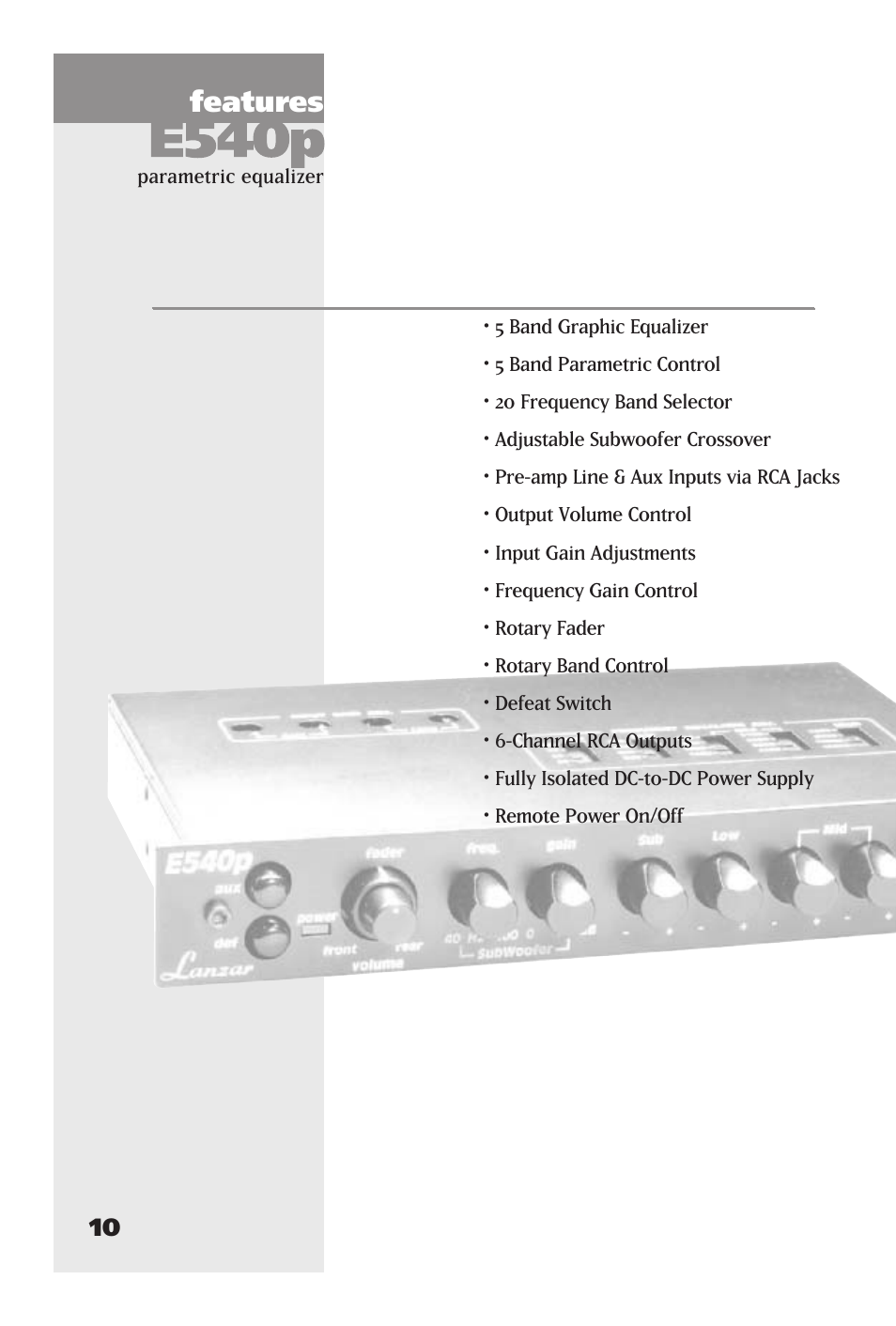 Features | Lanzar Car Audio E540P User Manual | Page 14 / 24