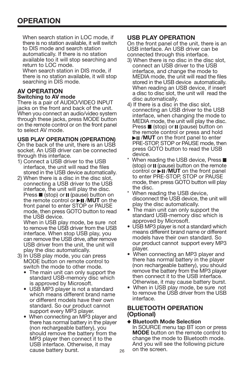 Operation | Lanzar Car Audio SDBT75NU User Manual | Page 25 / 29