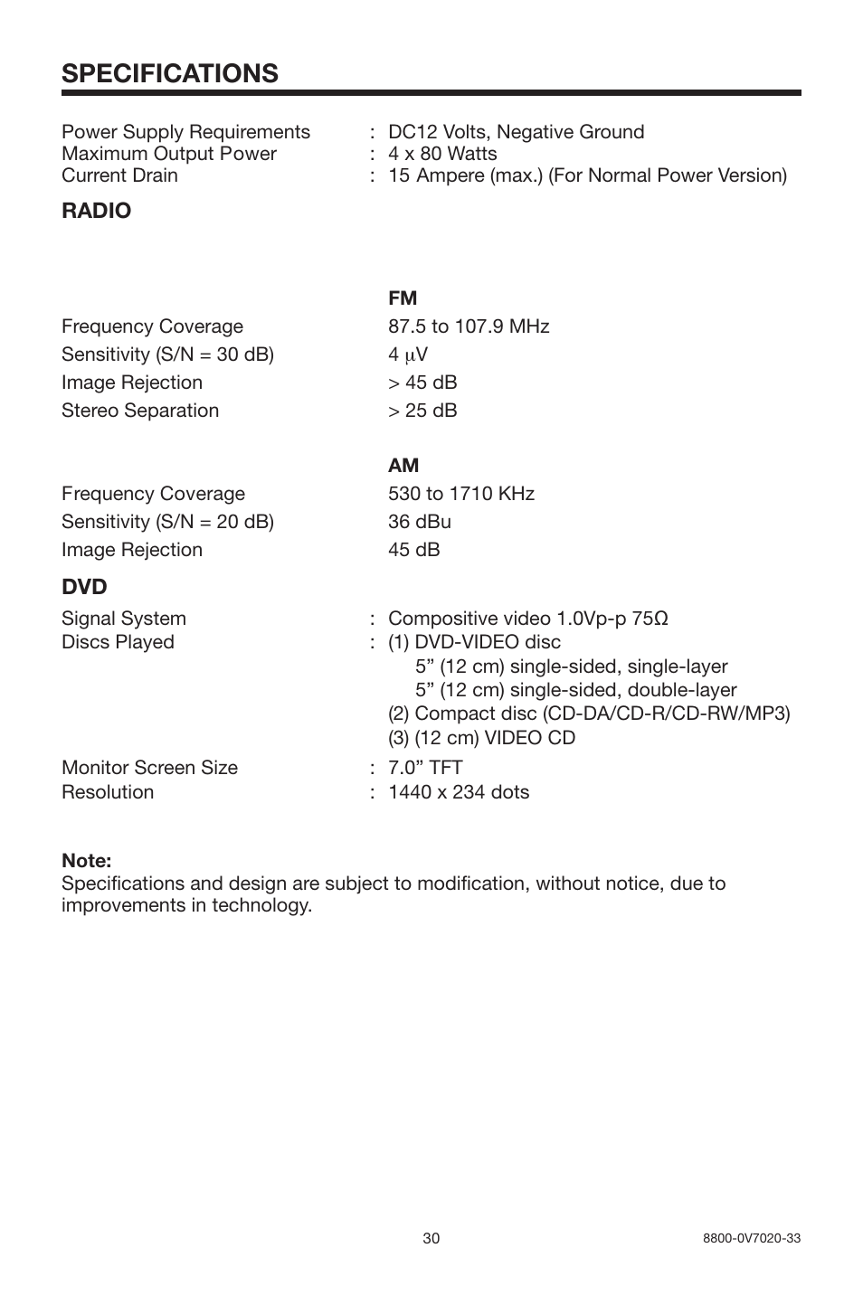 Specifications | Lanzar Car Audio SDBT75NU User Manual | Page 29 / 29