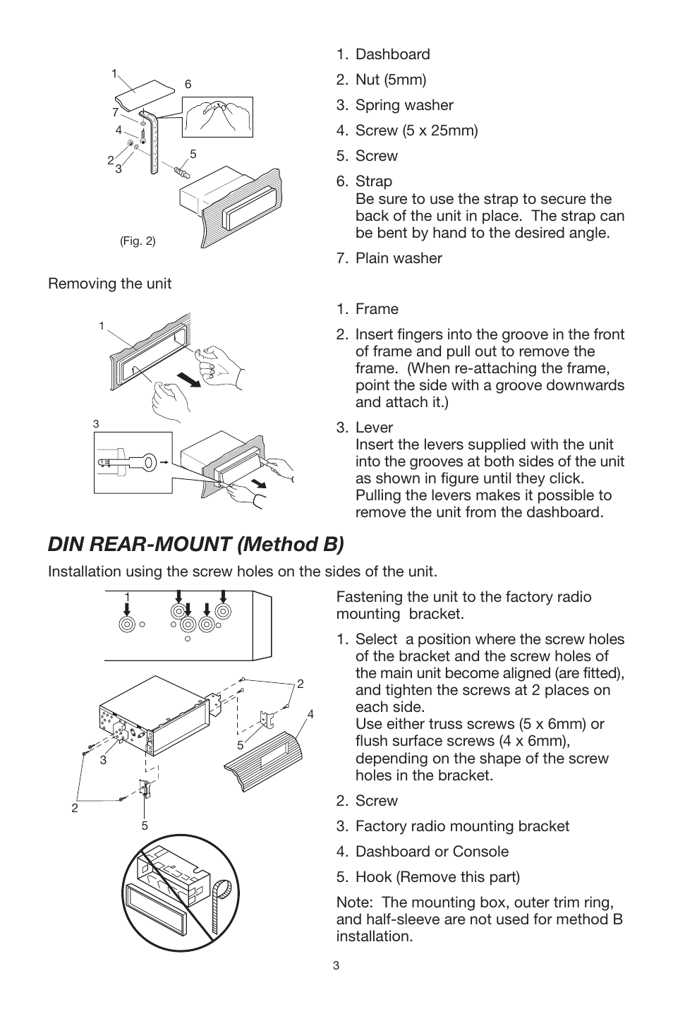 Din rear-mount (method b) | Lanzar Car Audio Lanzar Vibe VBD500 User Manual | Page 3 / 16