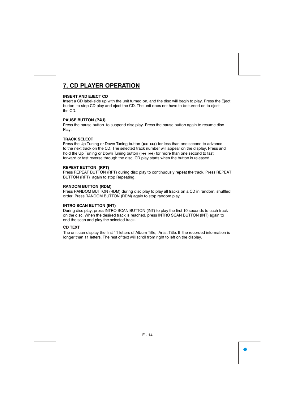 Cd player operation | Lanzar Car Audio Lanzar Vibe VBD2600MP User Manual | Page 15 / 23