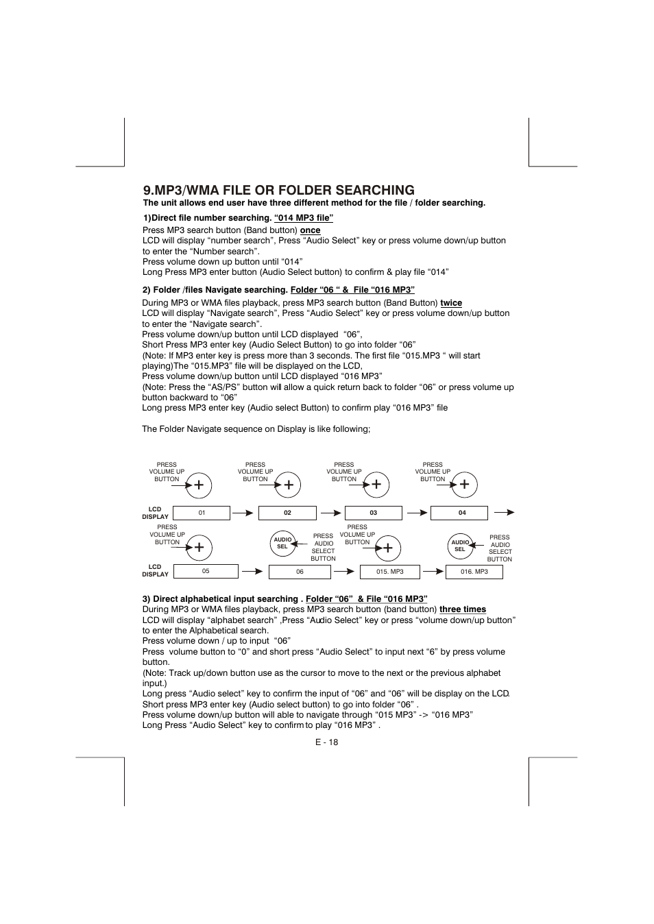 Mp3/wma file or folder searching | Lanzar Car Audio Lanzar Vibe VBD2600MP User Manual | Page 19 / 23