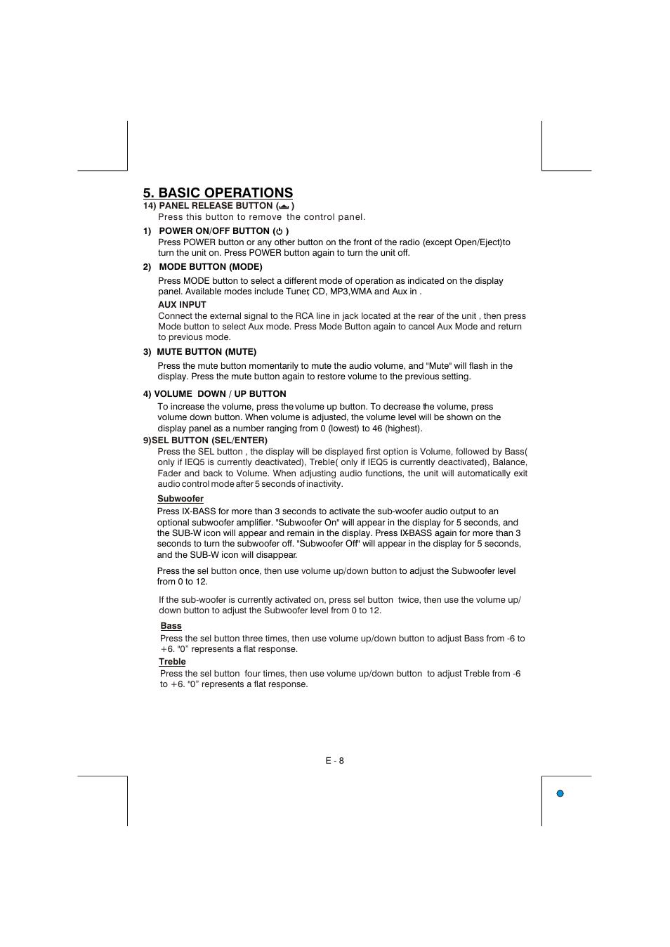 Basic operations | Lanzar Car Audio Lanzar Vibe VBD2600MP User Manual | Page 9 / 23